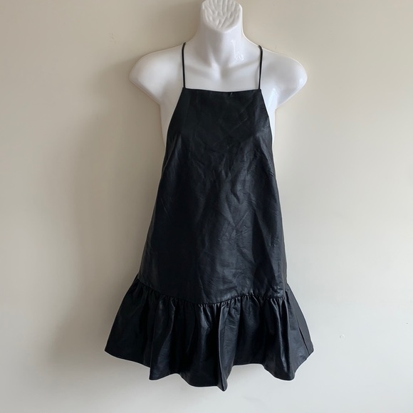BLACK FAUX LEATHER RACERBACK TOP - Picture 2 of 12